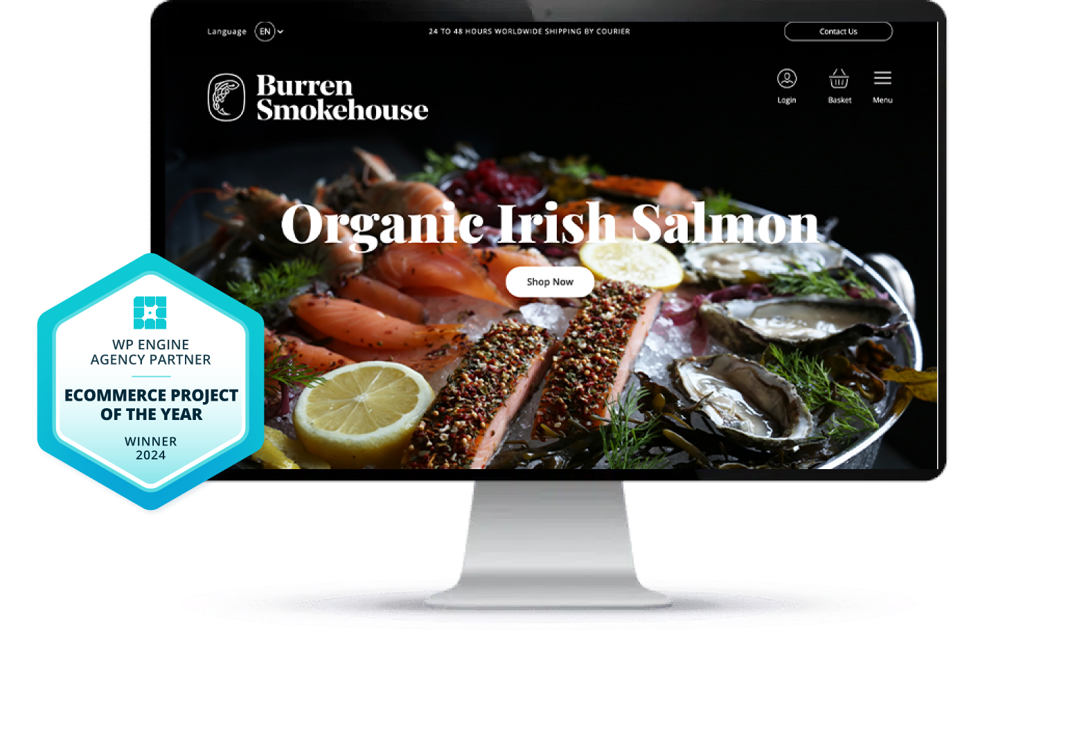 Computer monitor with a view of Burren Smokehouse's website created by Granite digital.