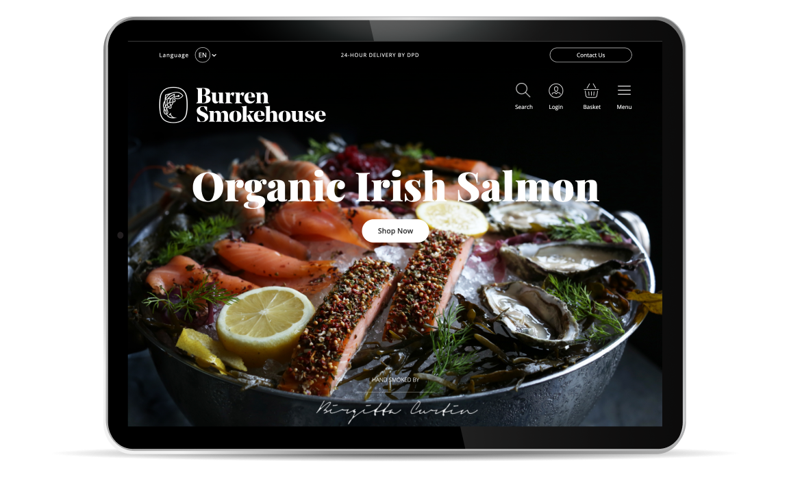 Tablet displaying Burren Smokehouse website