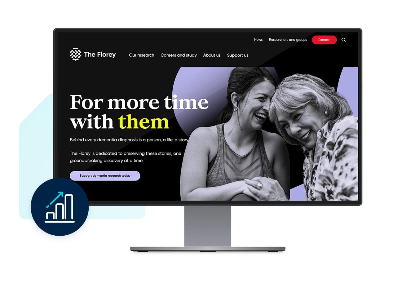 Screenshot of the The Florey website by Spark Digital displayed in a large monitor